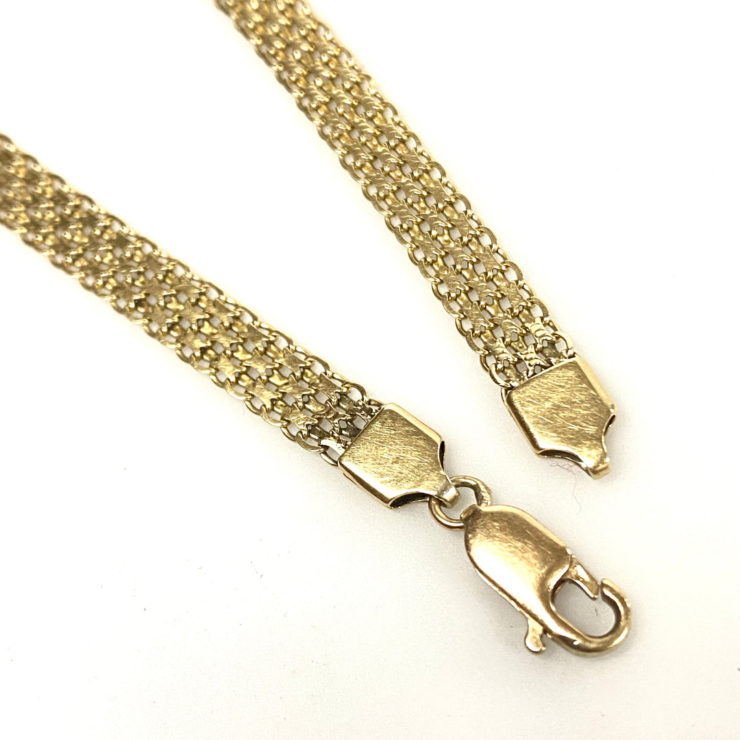 v228 Vintage 10K Yellow Gold 6mm Wide Mesh Link Unisex Bracelet 8.25" long