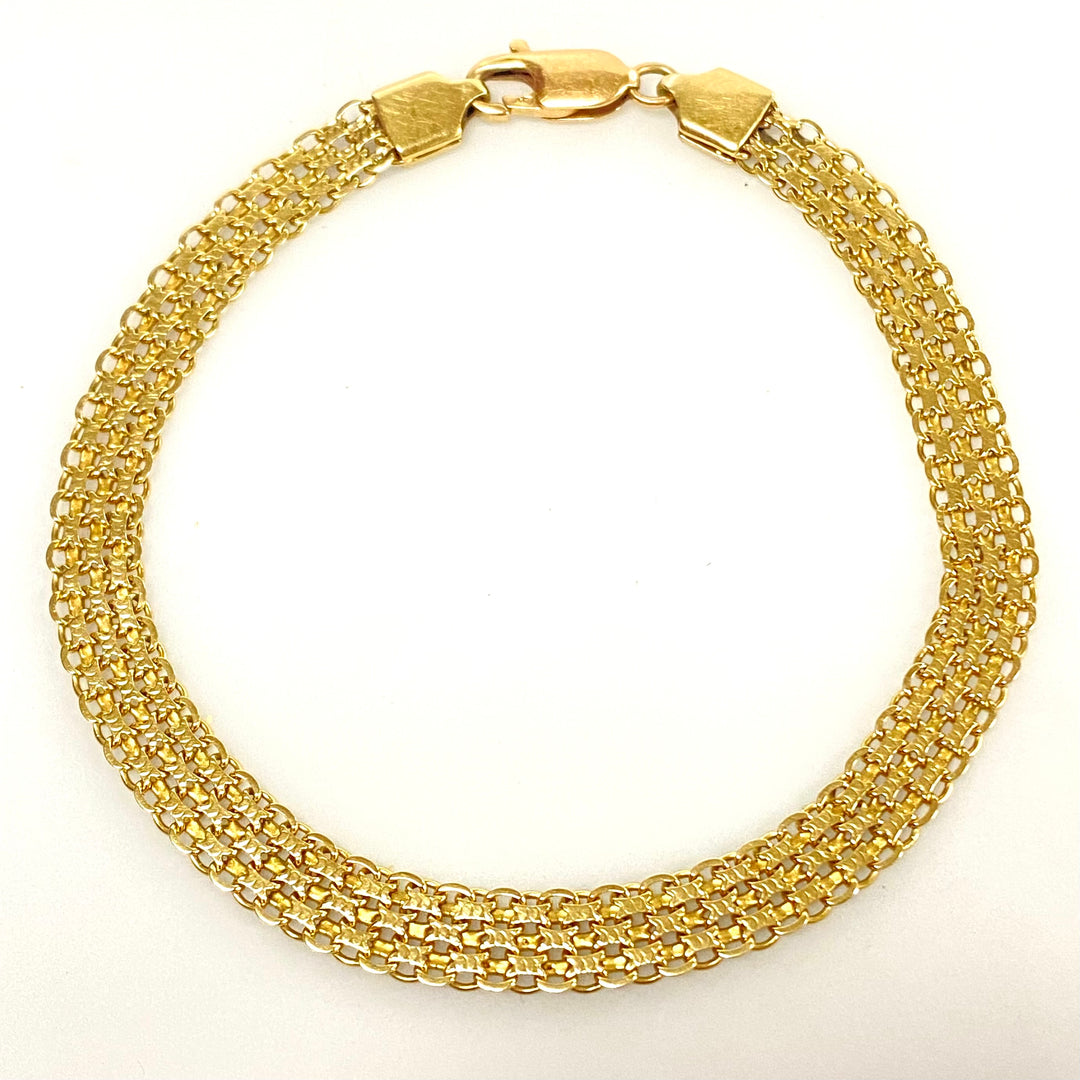 v228 Vintage 10K Yellow Gold 6mm Wide Mesh Link Unisex Bracelet 8.25" long