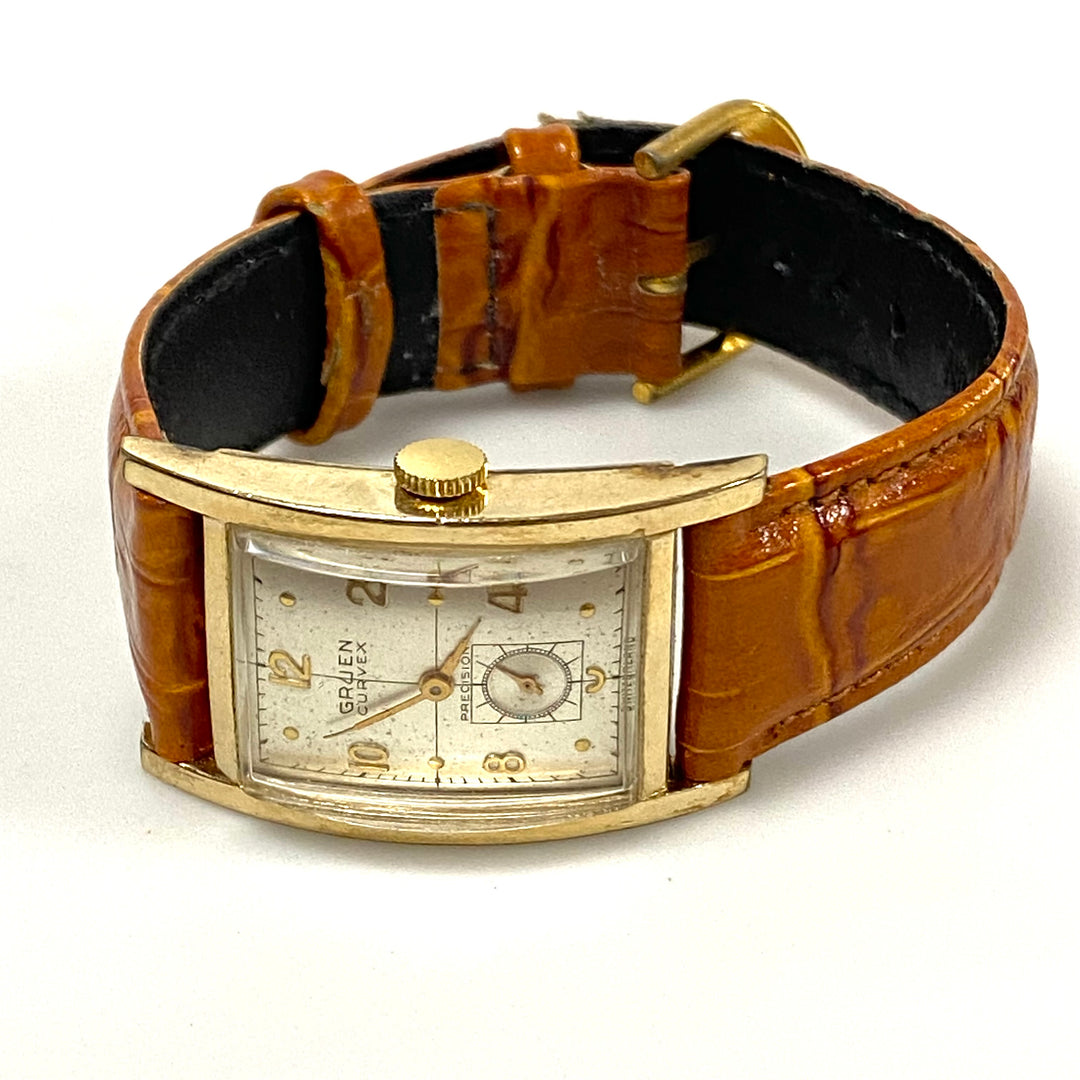 v238 Vintage Gruen Curvex Precision 10k Gold Filled Case Switzerland 17J Mechanical Wrist Watch