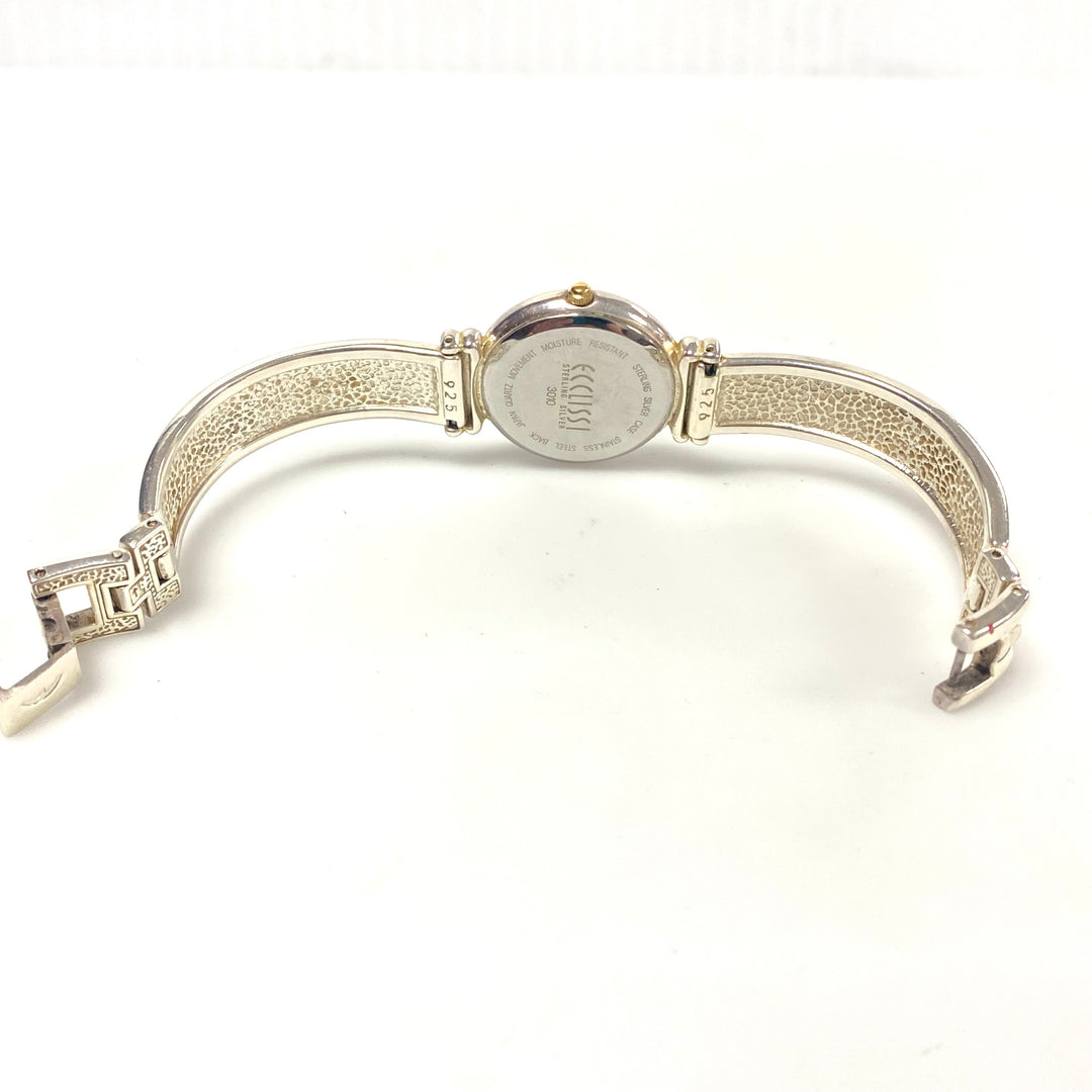 v239 Vintage Ecclissi Sterling Silver Case and Band Quartz Stainless Steel Back Wrist Watch