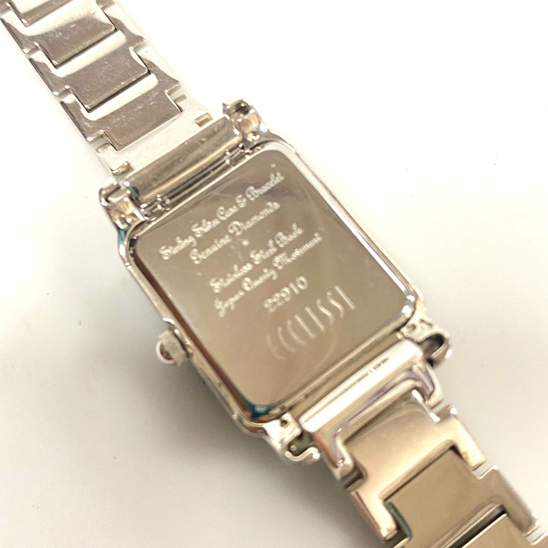 v241 Vintage Ecclissi Sterling Silver Case and Band Quartz Stainless Steel Back Wrist Watch 22910