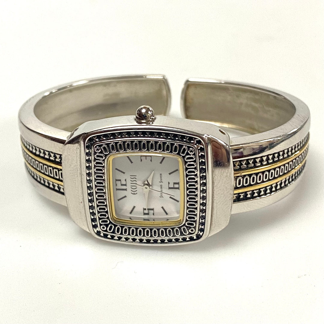 v242 Vintage Ecclissi Sterling Silver Case and Band Quartz Stainless Steel Back Wrist Watch 33030