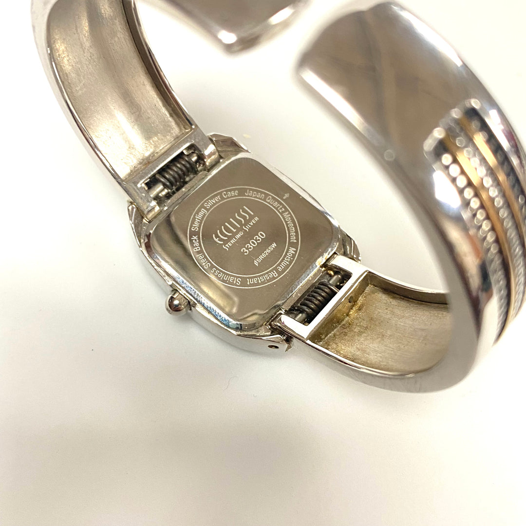v242 Vintage Ecclissi Sterling Silver Case and Band Quartz Stainless Steel Back Wrist Watch 33030