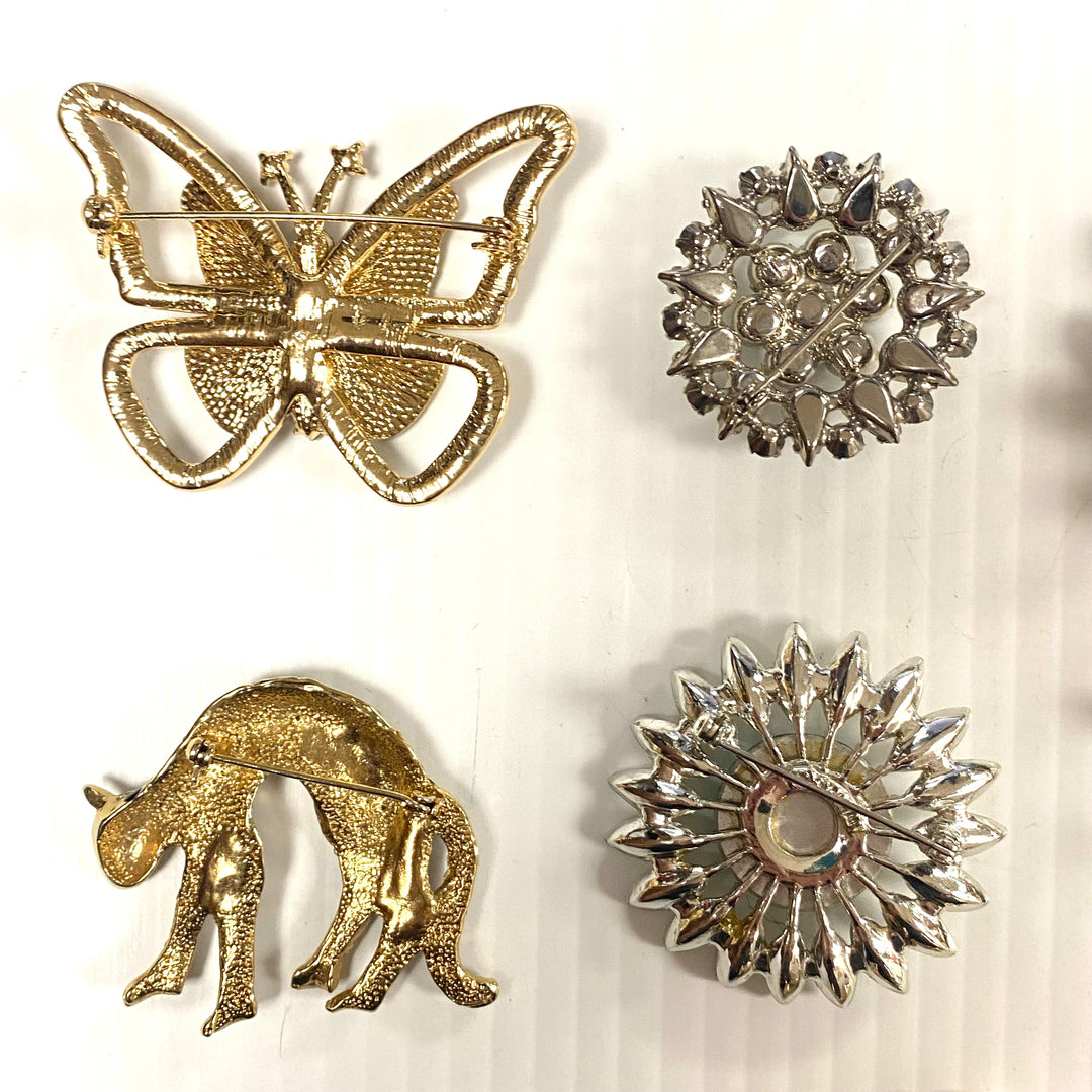 v243 Vintage Private Collection lot of 17 Brooch Pins Gemstones