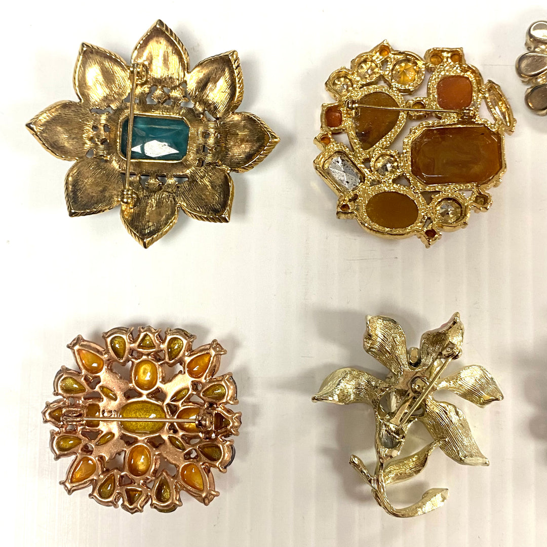 v243 Vintage Private Collection lot of 17 Brooch Pins Gemstones