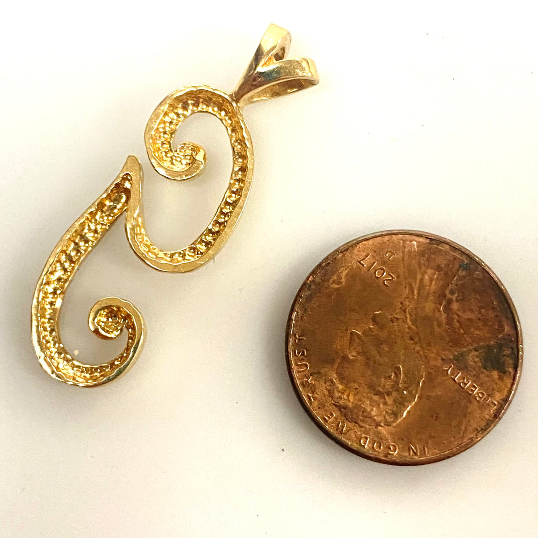 v247 Vintage 14k Yellow Gold "G" Letter Pendant Charm
