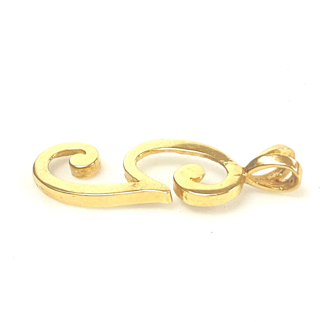 v247 Vintage 14k Yellow Gold "G" Letter Pendant Charm