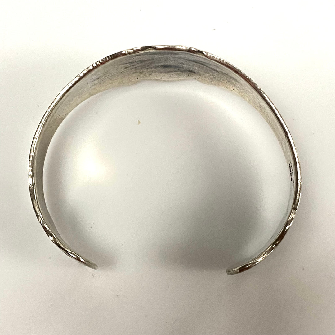 v253 Vintage Navajo Native American Sterling Silver Cuff Turquoise Inlay Bracelet