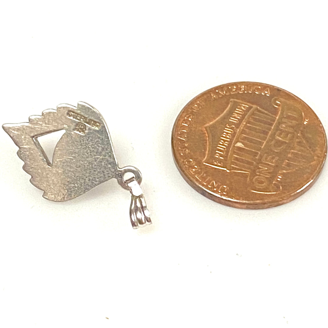 v256 Vintage Sterling Silver White Stone Cute Charm Pendant