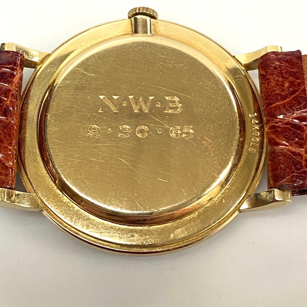 v257 Vintage Tiffany & Co 14k Yellow Gold Swiss Made Men's Wrist Watch 1960's