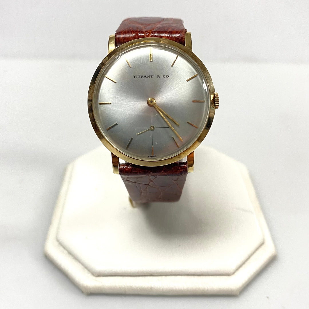 v257 Vintage Tiffany & Co 14k Yellow Gold Swiss Made Men's Wrist Watch 1960's