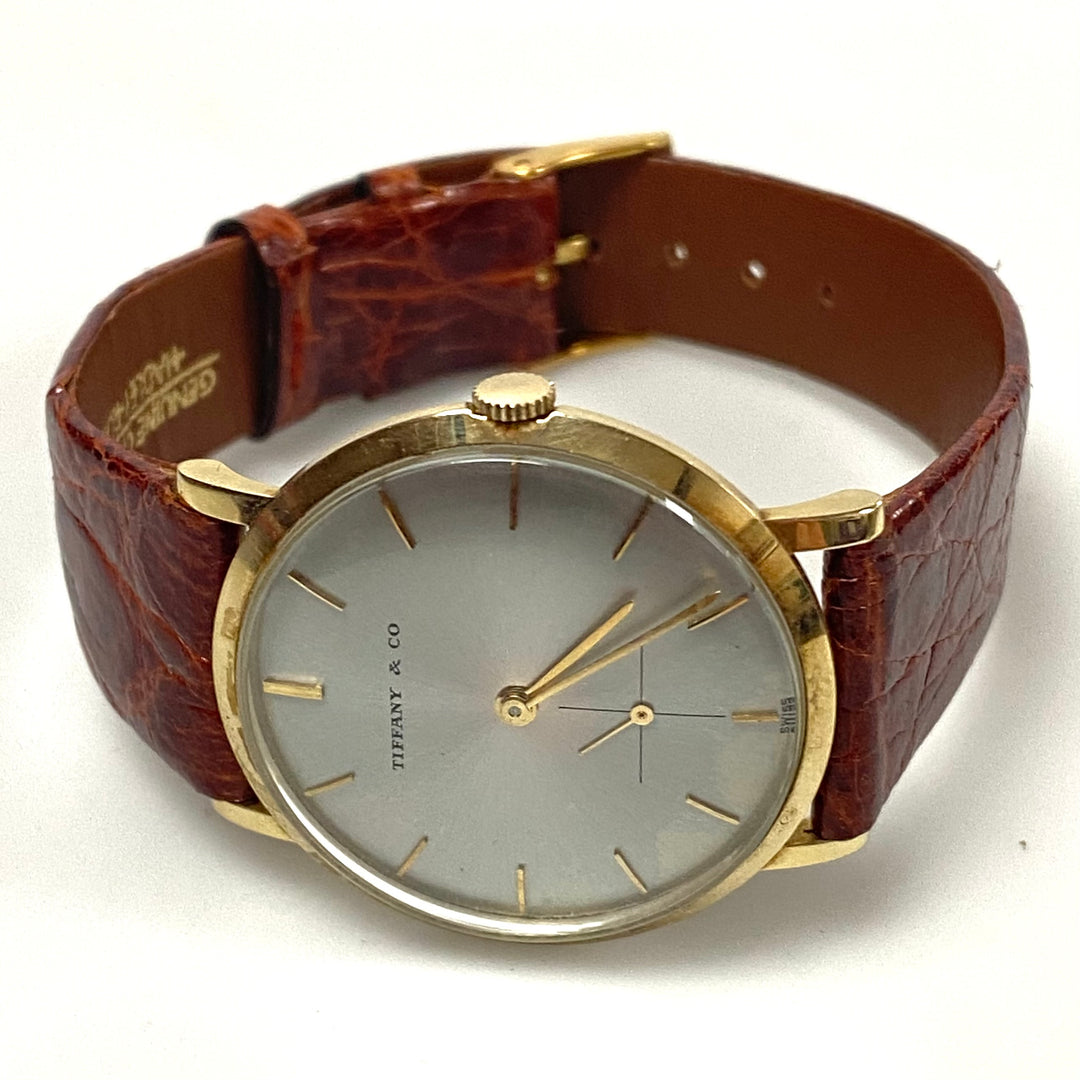 v257 Vintage Tiffany & Co 14k Yellow Gold Swiss Made Men's Wrist Watch 1960's