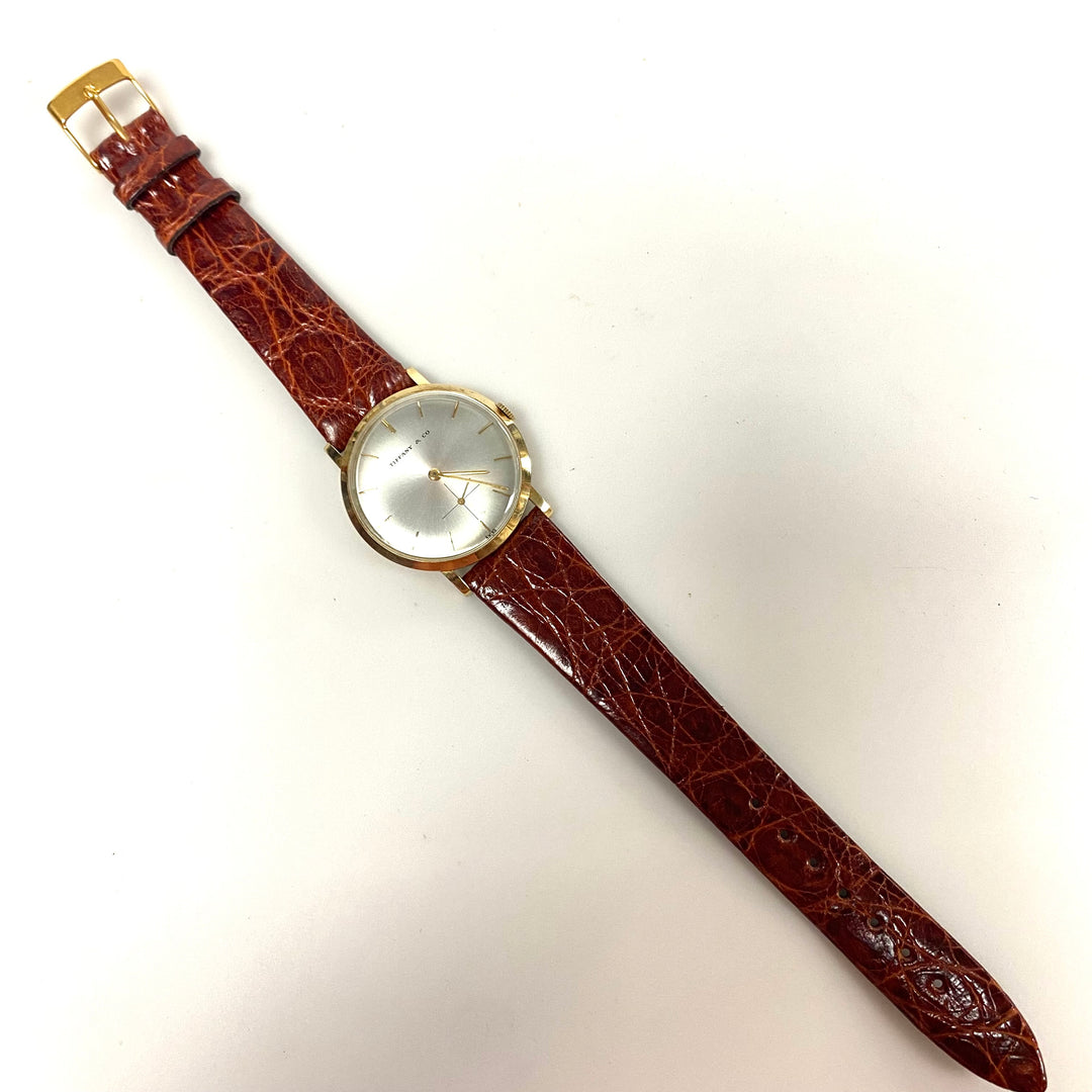 v257 Vintage Tiffany & Co 14k Yellow Gold Swiss Made Men's Wrist Watch 1960's