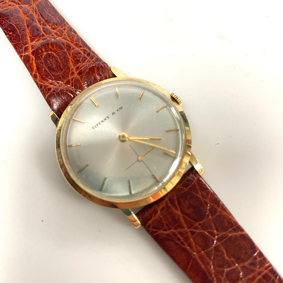 v257 Vintage Tiffany & Co 14k Yellow Gold Swiss Made Men's Wrist Watch 1960's