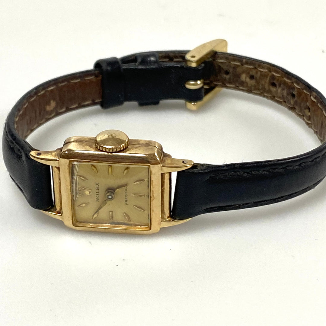 v263 Wrist Watch Vintage Rolex Precision 9kt Yellow Gold Geneva Swiss Made