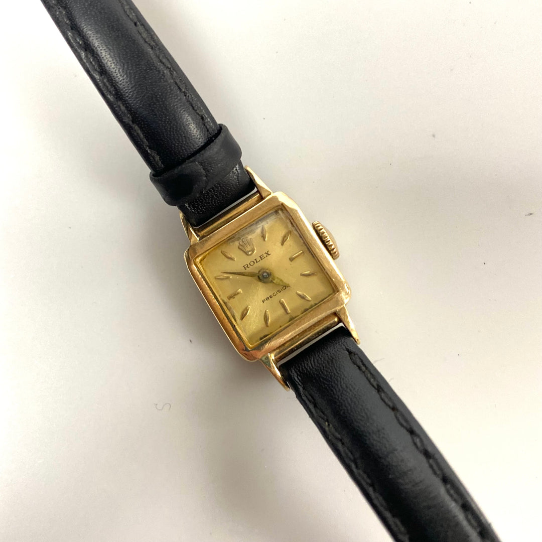 v263 Wrist Watch Vintage Rolex Precision 9kt Yellow Gold Geneva Swiss Made