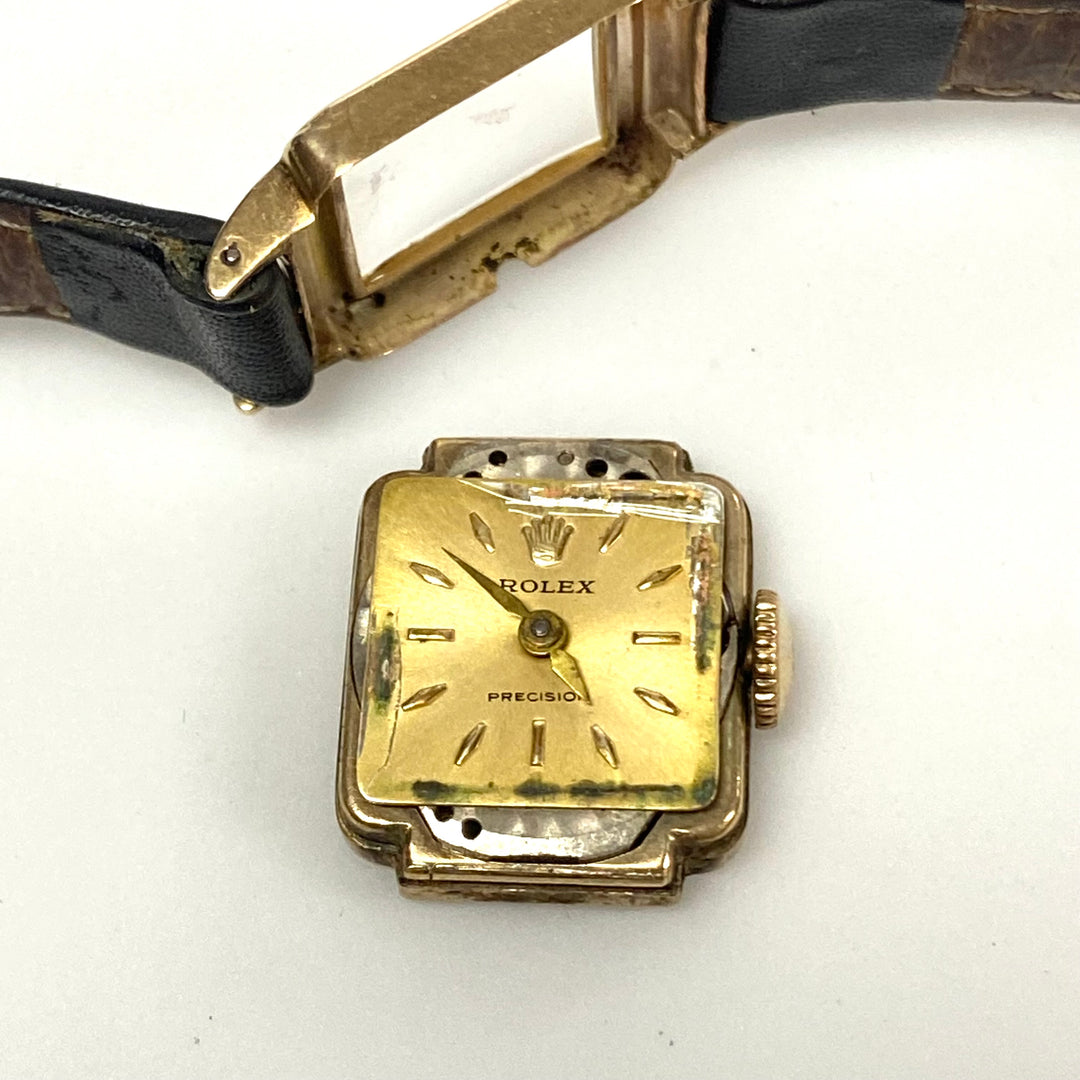 v263 Wrist Watch Vintage Rolex Precision 9kt Yellow Gold Geneva Swiss Made