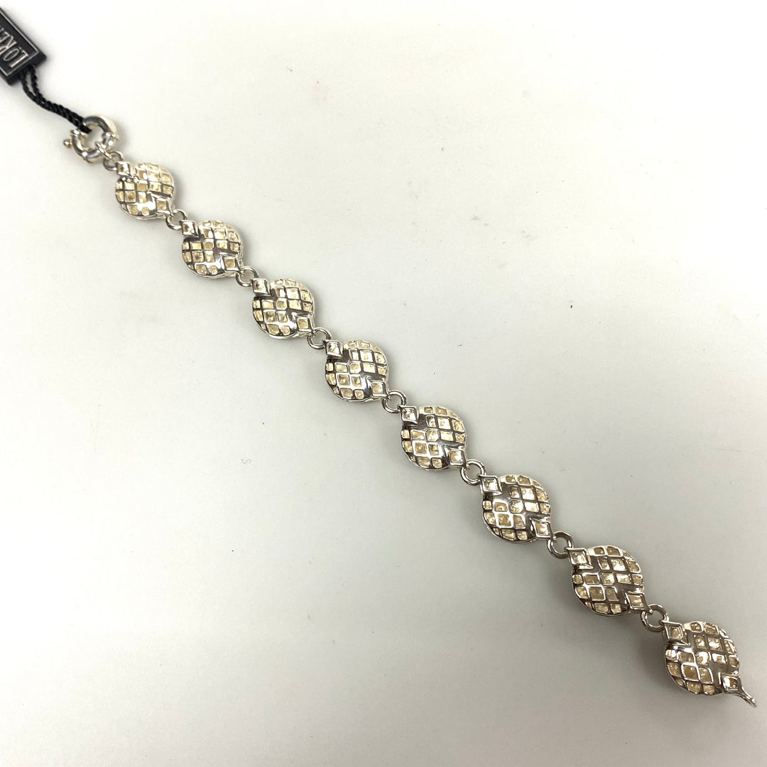 v266 Lorenzo 925 Sterling Silver 18k Yellow Gold Link Bracelet