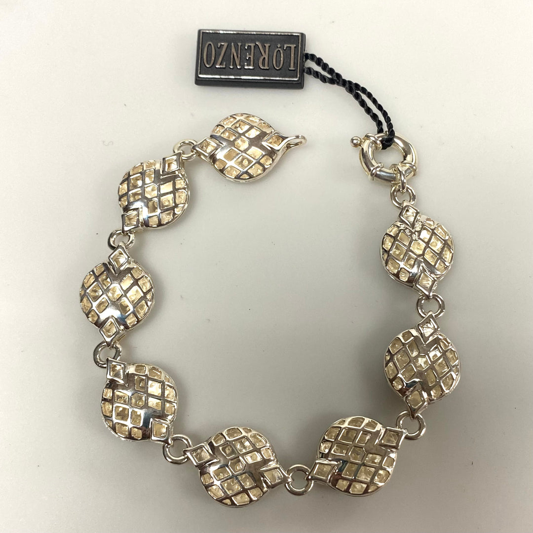 v266 Lorenzo 925 Sterling Silver 18k Yellow Gold Link Bracelet