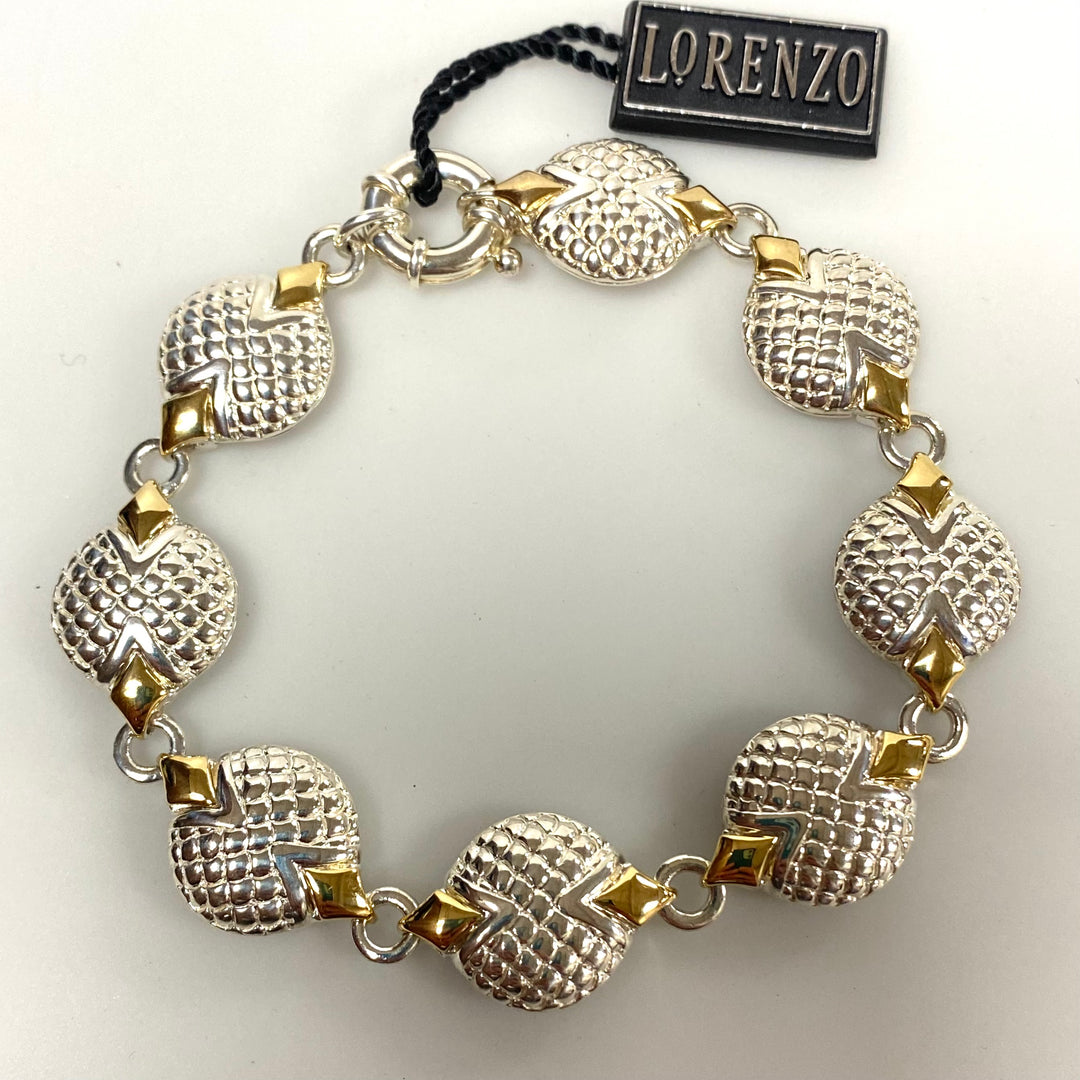 v266 Lorenzo 925 Sterling Silver 18k Yellow Gold Link Bracelet