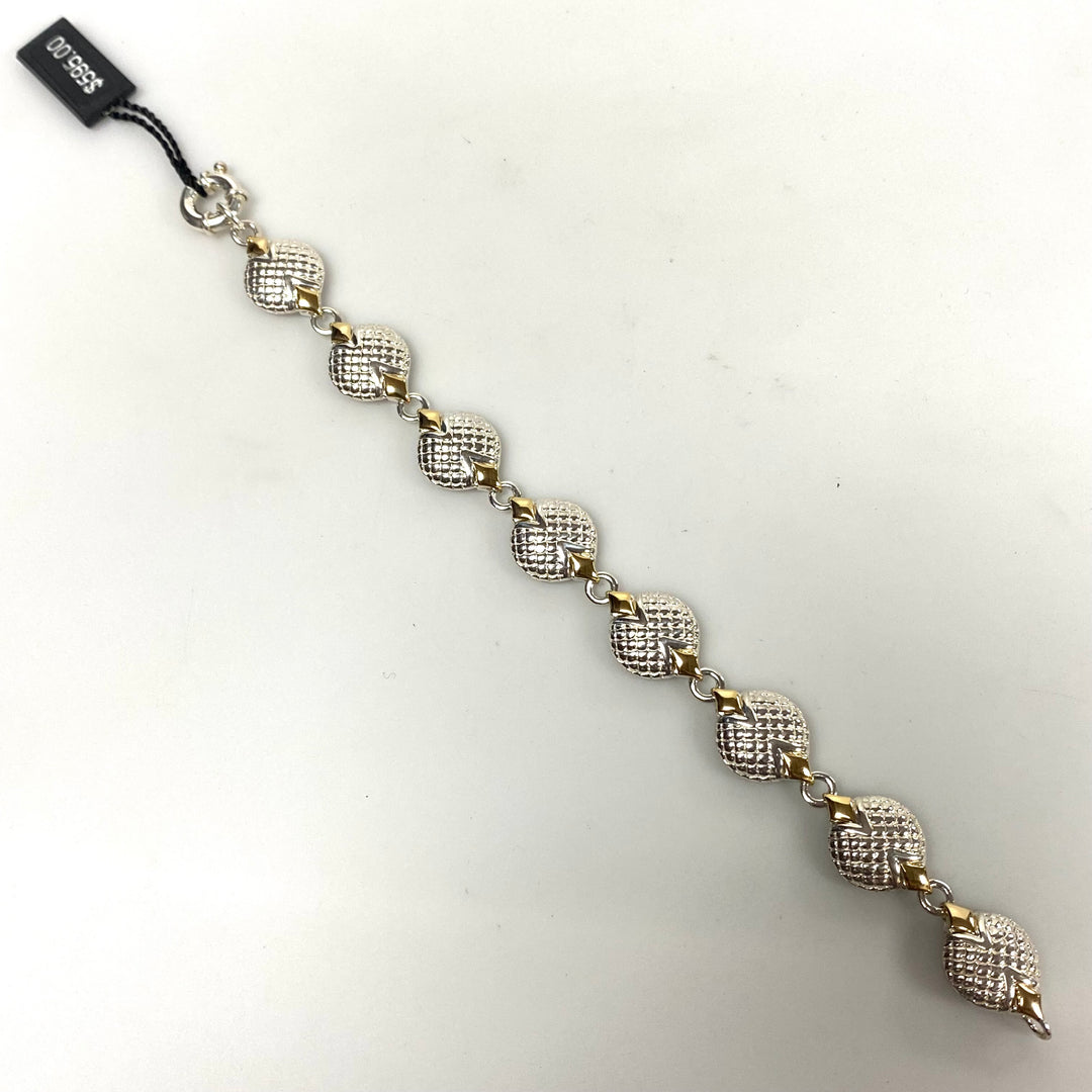v266 Lorenzo 925 Sterling Silver 18k Yellow Gold Link Bracelet