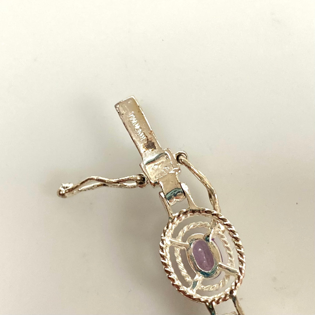 v267 Vintage Elegant Sterling Silver Multi Gemstones Bracelet