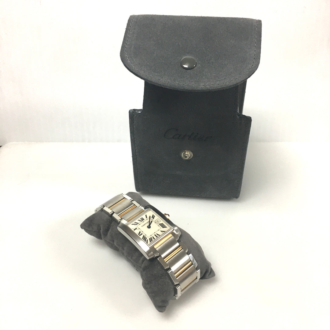 v269 Cartier Swiss Made Stainless Steel Water Resistant Wrist Watch & Soft Pouch