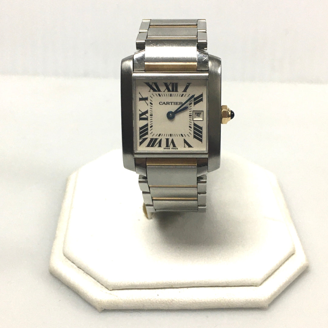 v269 Cartier Swiss Made Stainless Steel Water Resistant Wrist Watch & Soft Pouch