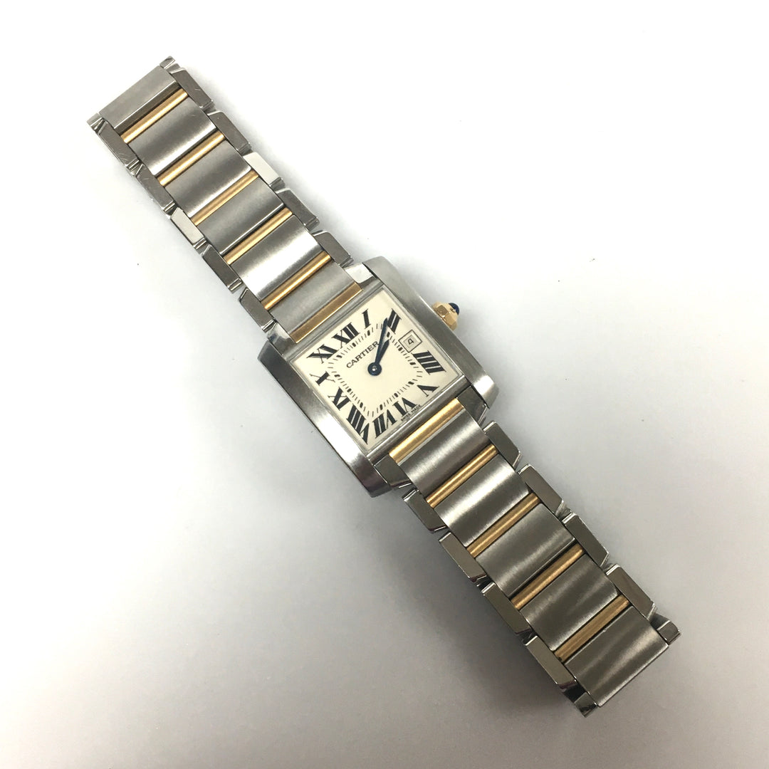 v269 Cartier Swiss Made Stainless Steel Water Resistant Wrist Watch & Soft Pouch