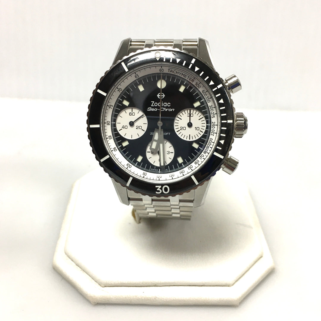 v271 Zodiac Sea-Chron 200m Water Resistant Stainless Swiss Made Men's Wrist Watch