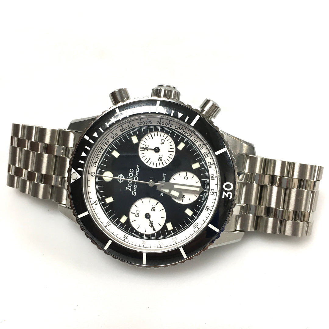 v271 Zodiac Sea-Chron 200m Water Resistant Stainless Swiss Made Men's Wrist Watch