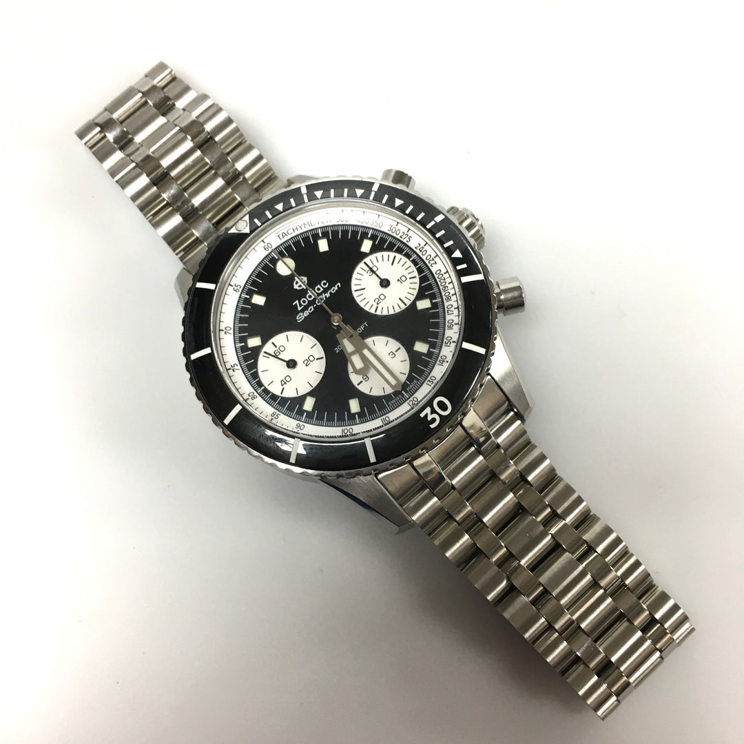 v271 Zodiac Sea-Chron 200m Water Resistant Stainless Swiss Made Men's Wrist Watch