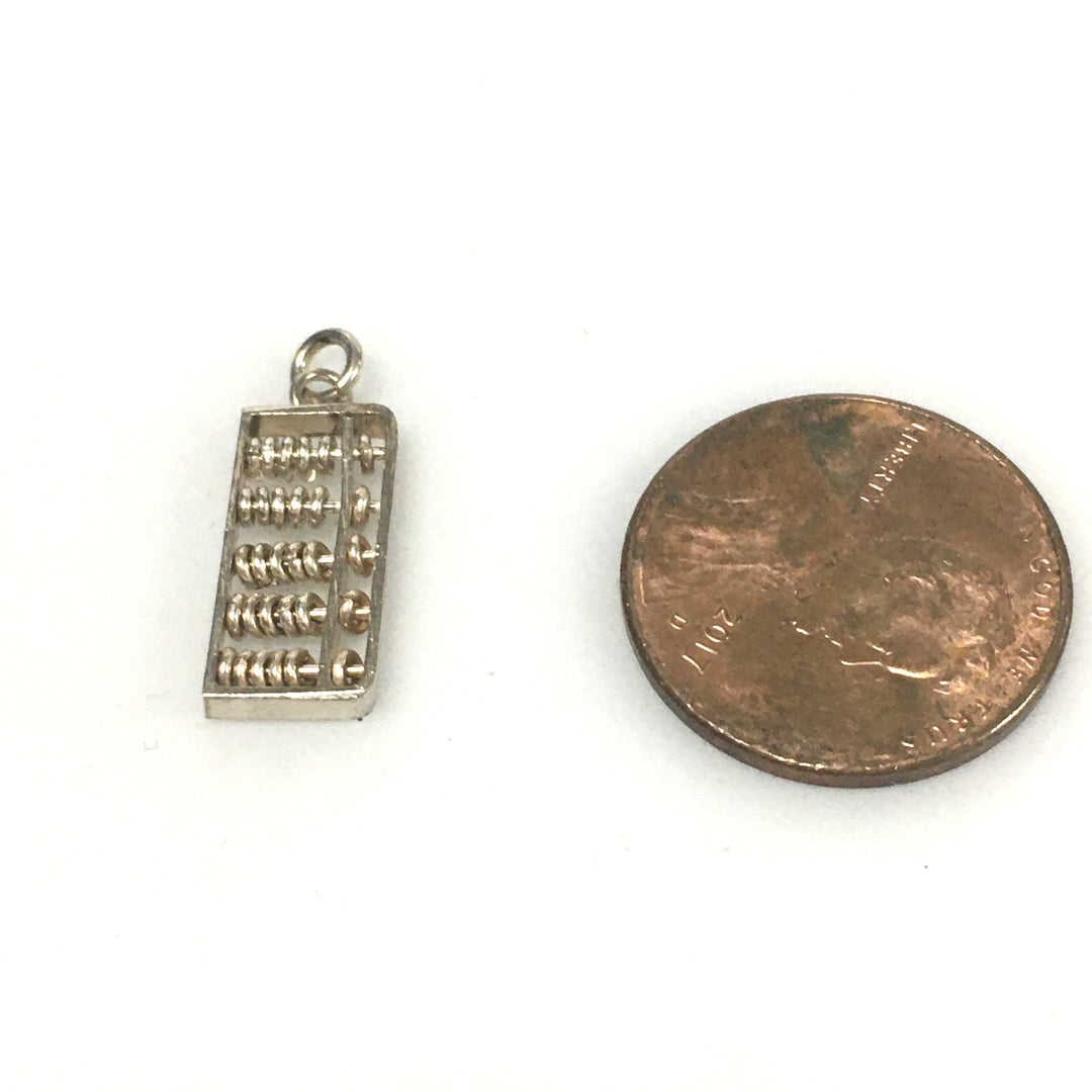 v276 Vintage Sterling Silver Abacus 3D Movable Pendant Charm