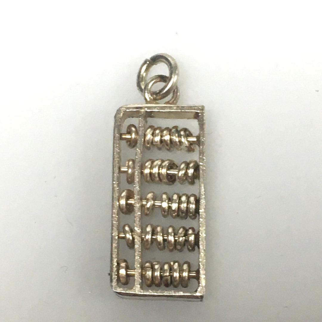 v276 Vintage Sterling Silver Abacus 3D Movable Pendant Charm