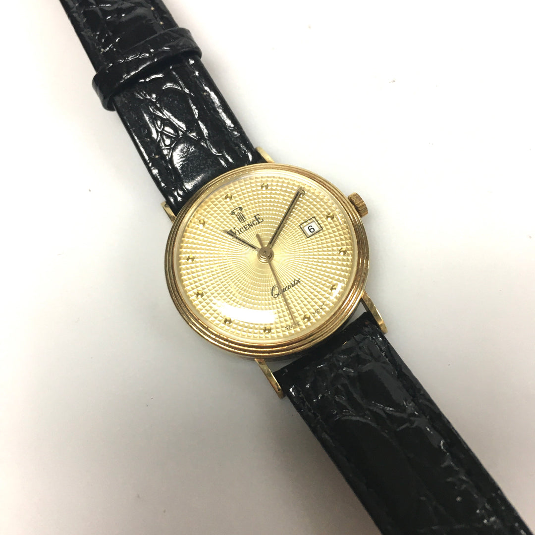 v279 Vintage VicencE Quartz Swiss Movement 14K Yellow Gold Milor Italy Wrist Watch