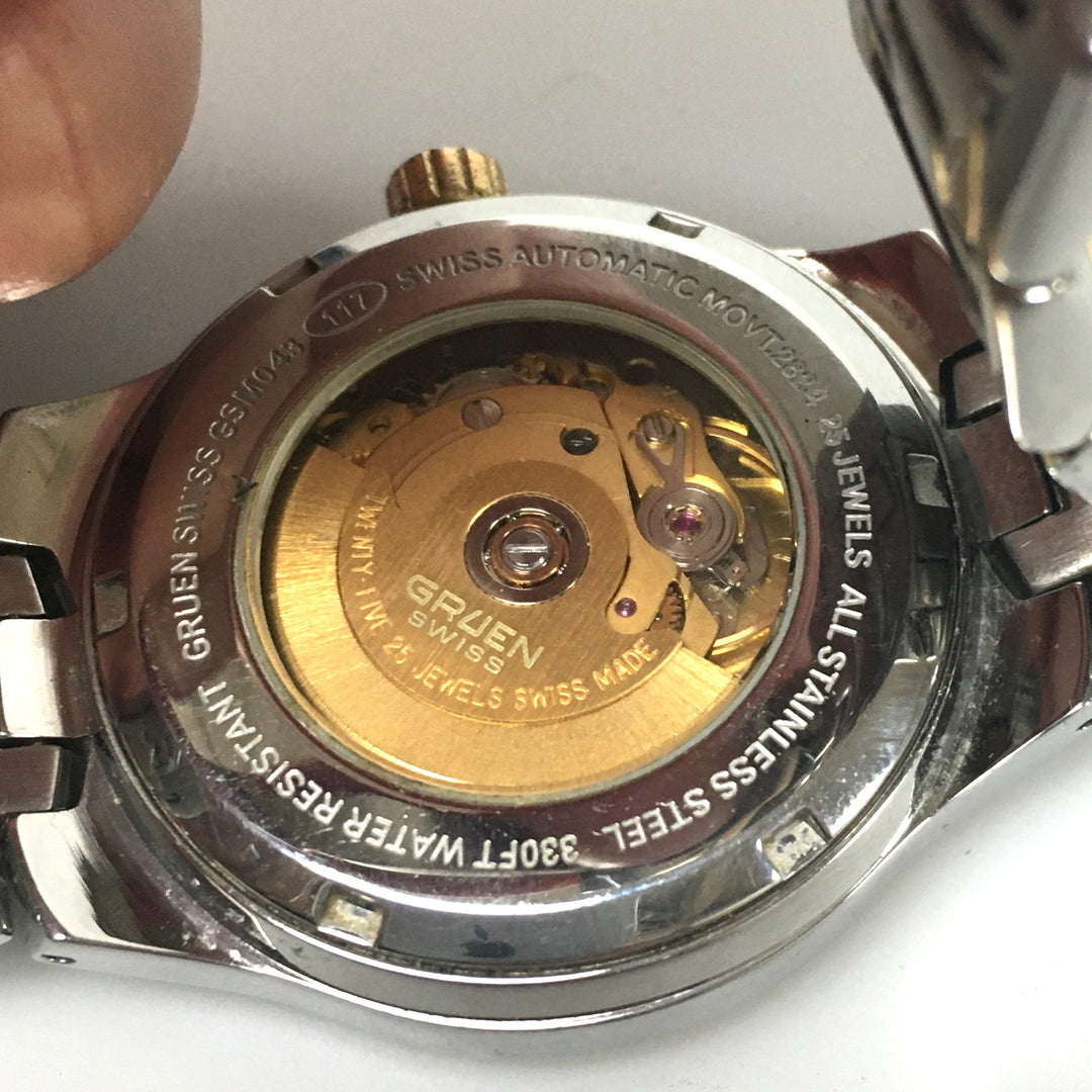 v285 Vintage Gruen Swiss 38mm Automatic Stainless Water Resistant Wrist Watch