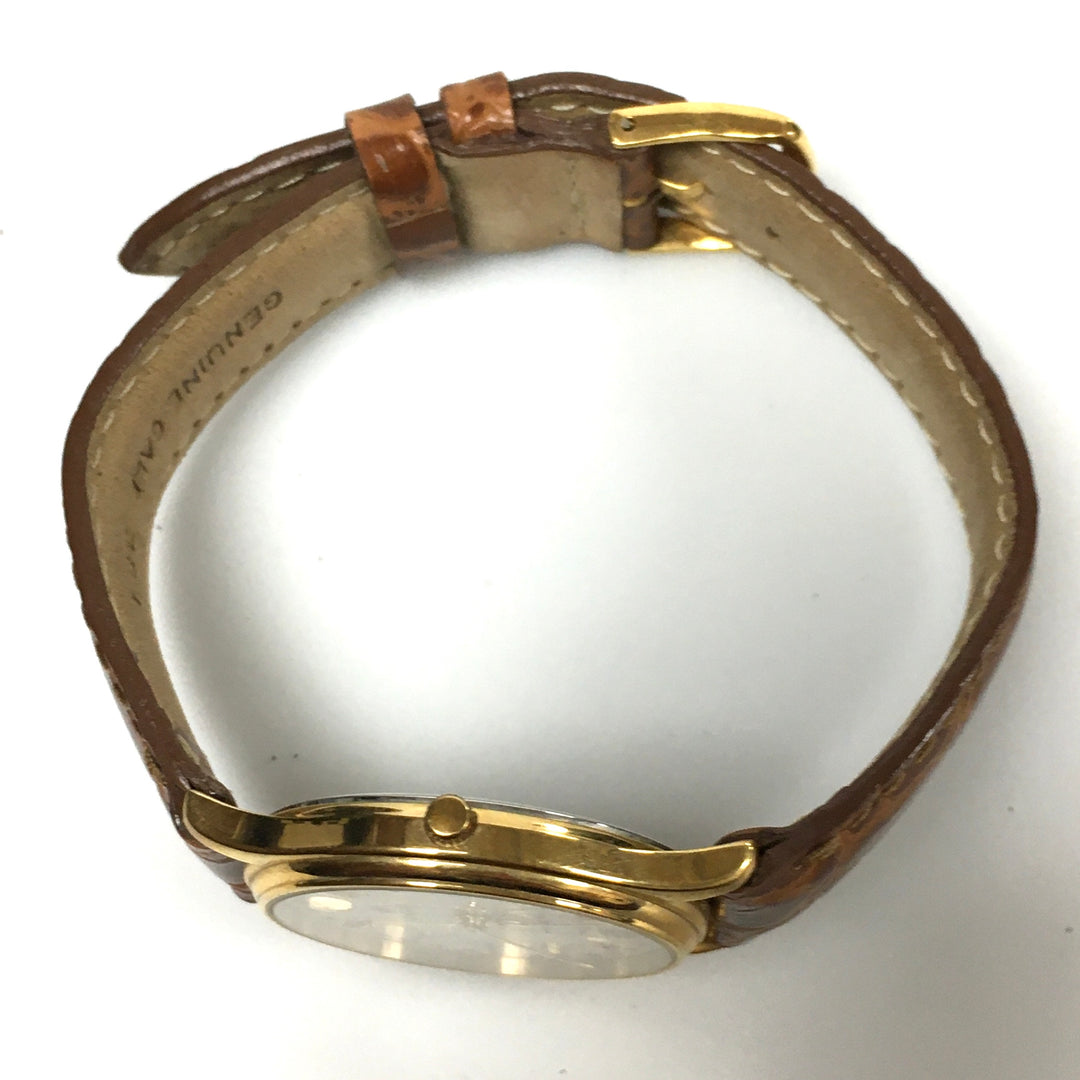 v291 Vintage CYMA Quartz Swiss Made Gold Tone Wrist Watch Leather Band