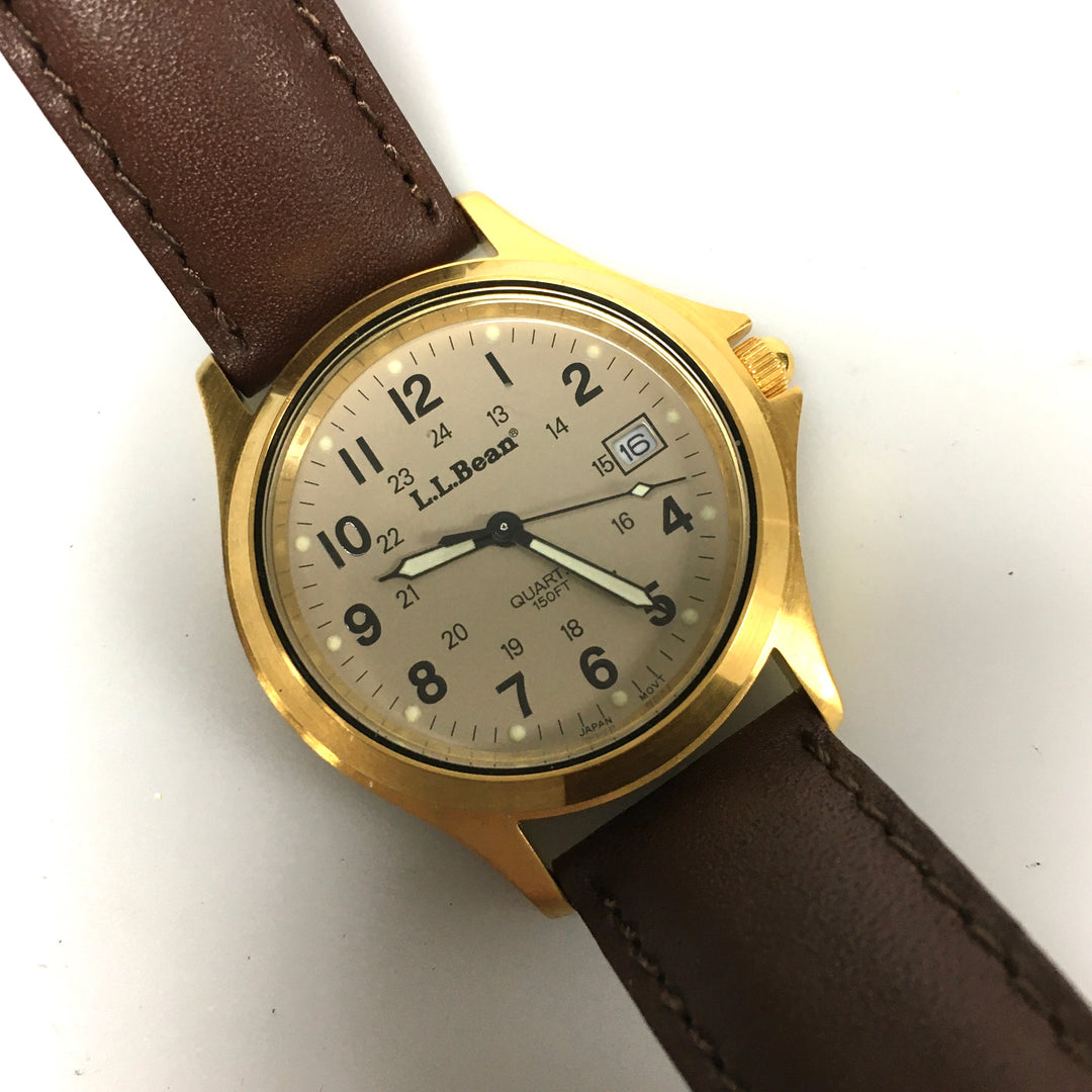 v293 Vintage L.L.Bean Quartz Japan Movement Stainless Steel WR 150ft Wrist Watch