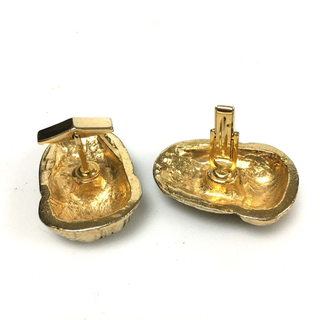 v297 Vintage Joseff Shiny Gold Tone Turban Man Cufflinks 2pc 1940's