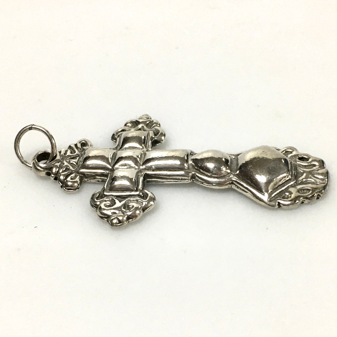 v299 Vintage Sterling Silver Religious Cross Pendant Charm Atocha 1622