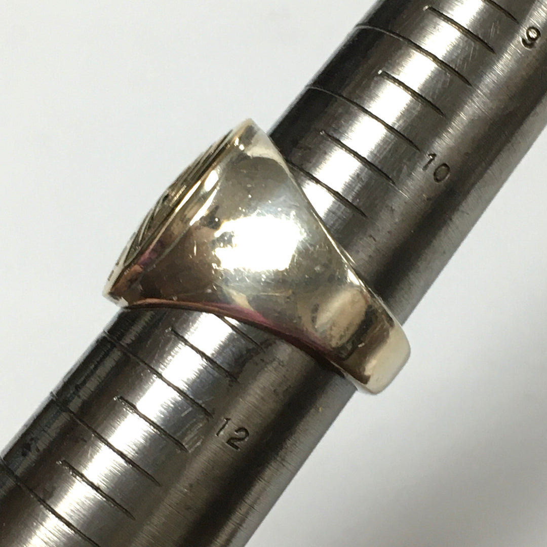 v302 Vintage Native American Sterling Silver 14k Yellow Gold Man In The Maze Ring Size 11