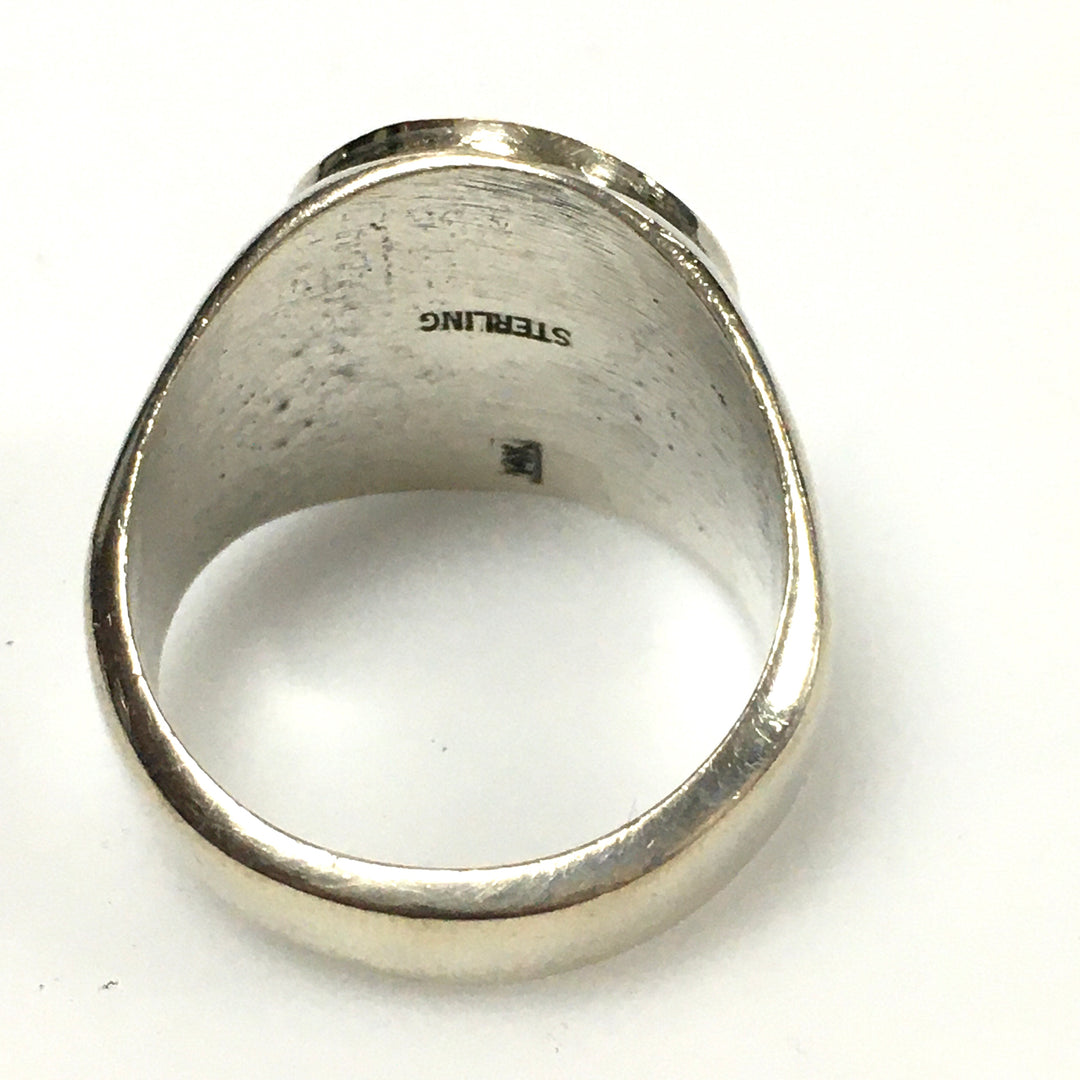 v302 Vintage Native American Sterling Silver 14k Yellow Gold Man In The Maze Ring Size 11