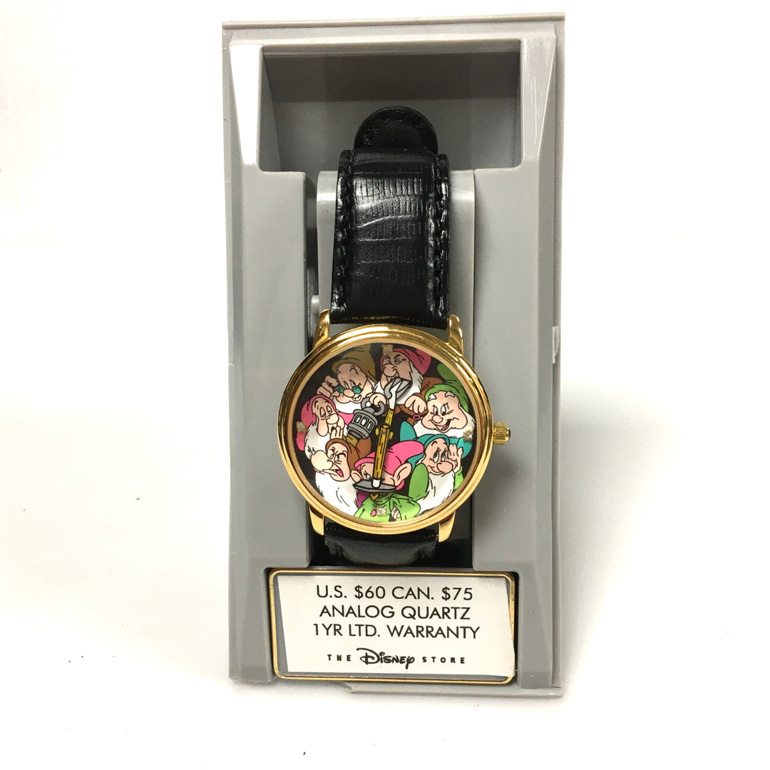 v303 Vintage Analog Quartz Gold Tone Disney Seven Dwarfs Wrist Watch