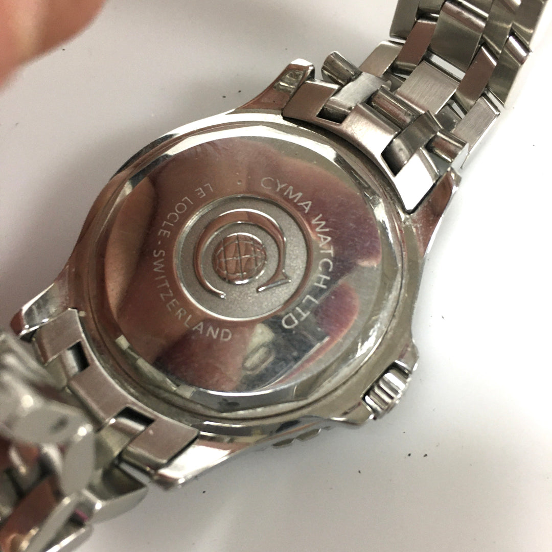 v304 Vintage CYMA Navistar Professional Quartz Swiss Made Silver Tone Wrist Watch