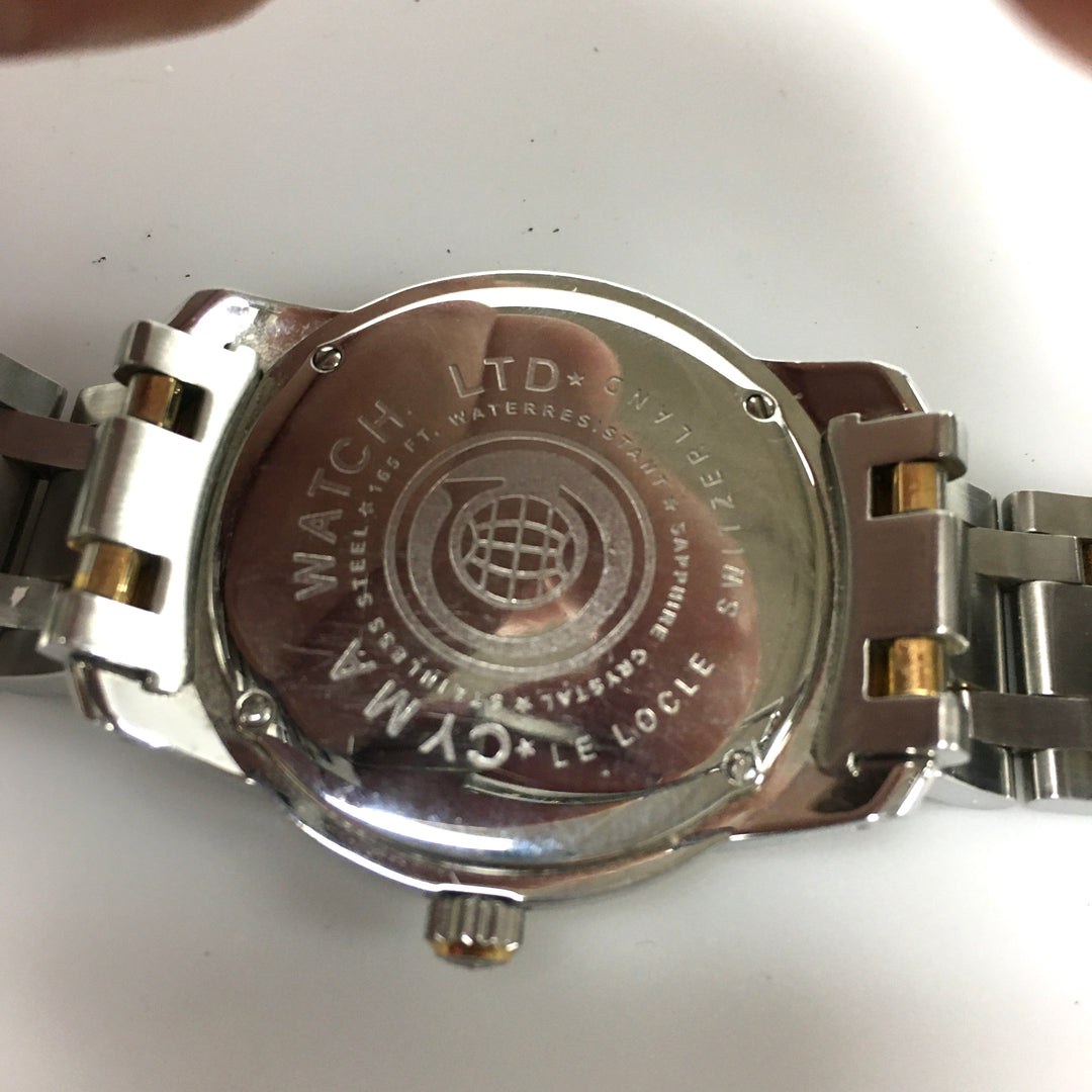 v305 Vintage CYMA 50M WR Quartz Swiss Made Two-Tone Stainless Steel Wrist Watch