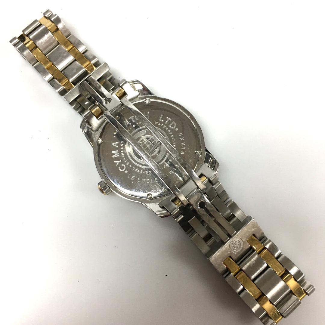 v305 Vintage CYMA 50M WR Quartz Swiss Made Two-Tone Stainless Steel Wrist Watch