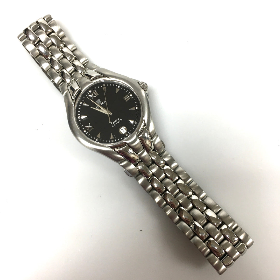 v306 Vintage CYMA 50M WR Quartz Swiss Made Silver Stainless Steel Wrist Watch