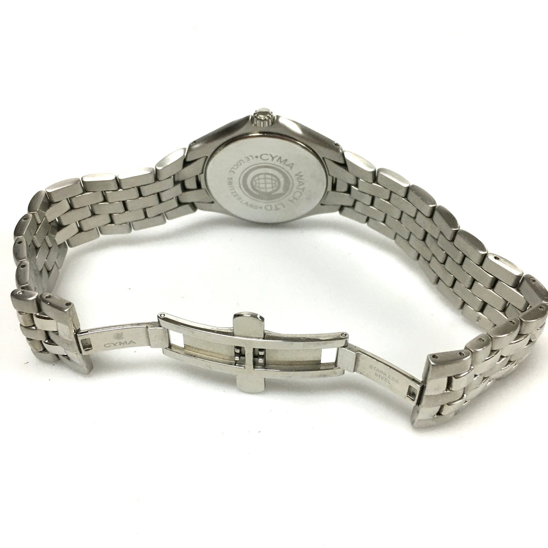 v306 Vintage CYMA 50M WR Quartz Swiss Made Silver Stainless Steel Wrist Watch