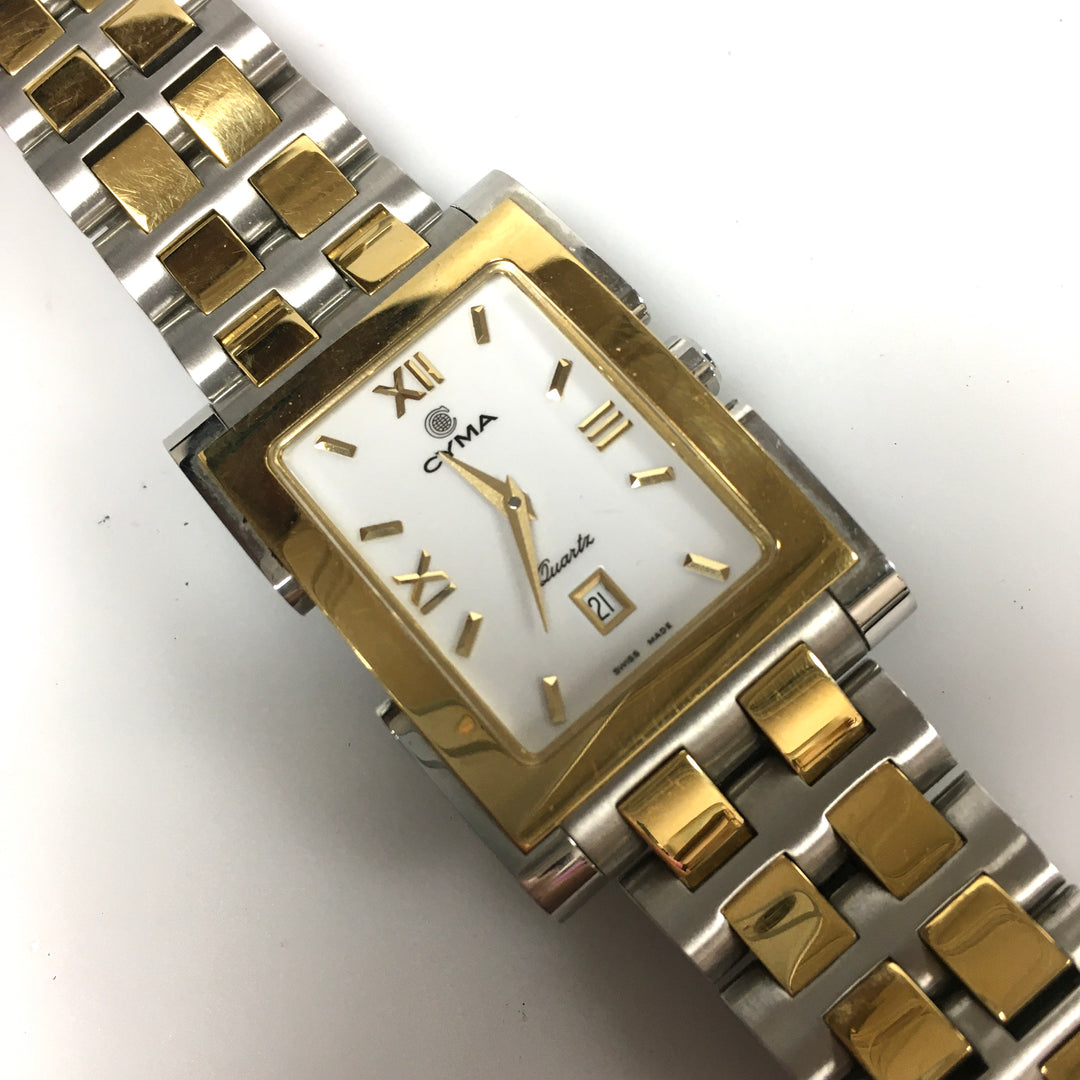 v307 Vintage CYMA Quartz Swiss Made Two-tone Stainless Steel Wrist Watch