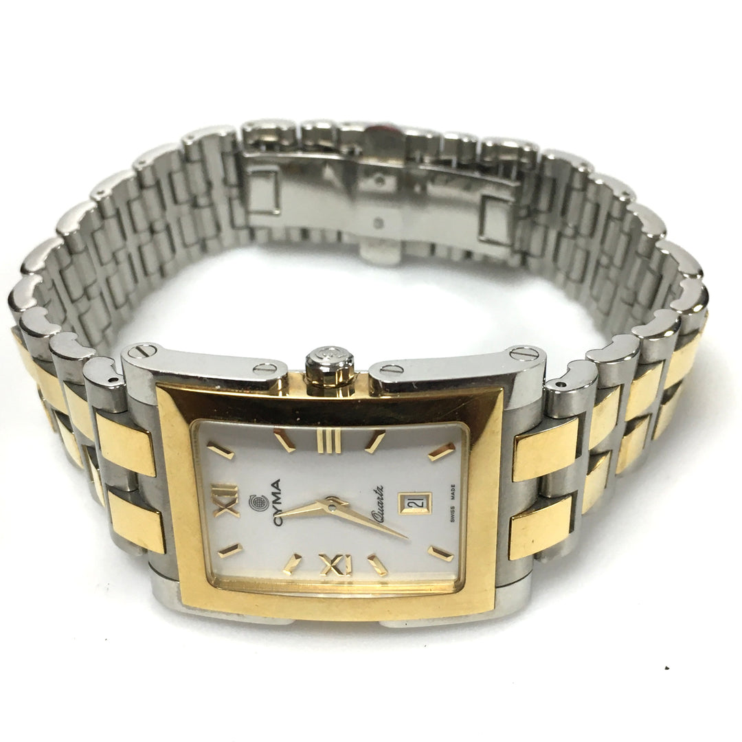 v307 Vintage CYMA Quartz Swiss Made Two-tone Stainless Steel Wrist Watch